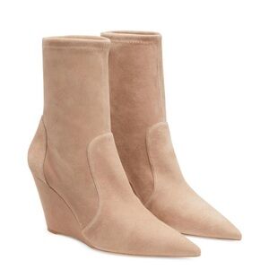 Stuart Weitzman Wedge 85 Sock Bootie in Cashmere Suede Stretch - NWT